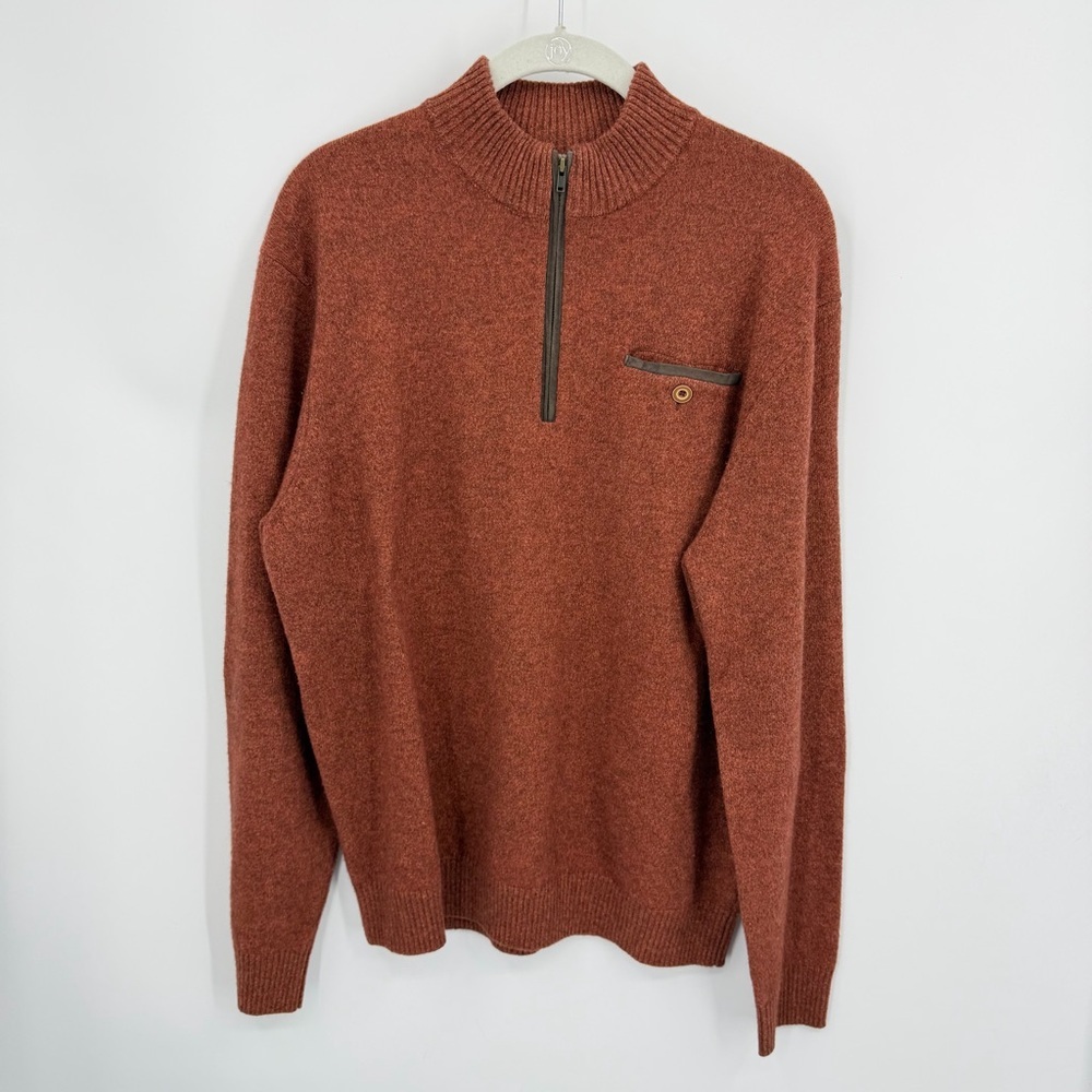 Johnnie-O Vernon 1/4 quarter Zip‎ Merino Wool Sweater color Spice Orange sz M